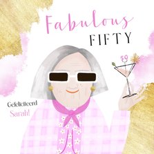 Verjaardagskaart Fabulous Fifty Sarah goudlook roze