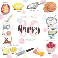 Verjaardagskaart feest recept taart