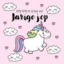 Verjaardagskaart hop hop Unicorn in galop