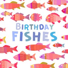 Verjaardagskaart kleurrijke birthday fishes