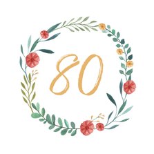Verjaardagskaart krans bloemen 80 stijlvol