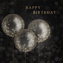 Verjaardagskaart krijtbord met confetti ballonnen