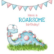 Verjaardagskaart langnek dino 'have a roarsome birthday'