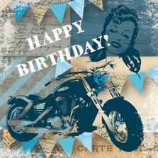Verjaardagskaart man vintage motor