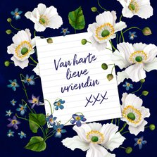 Verjaardagskaart met briefje en bloemen