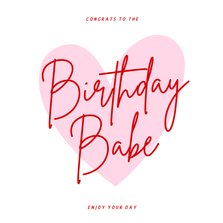 Verjaardagskaart met hart birthday babe