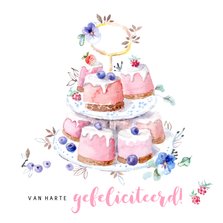 Verjaardagskaart met illustratie cakejes en fruit
