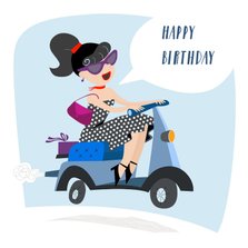 Verjaardagskaart met scooter