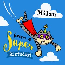 Verjaardagskaart met Superkat!