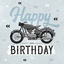 Verjaardagskaart motor vintage happy birthday