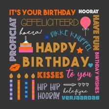 Verjaardagskaart neon kleurenlook typografie