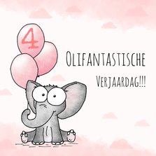 Verjaardagskaart olifantje - Olifantastische verjaardag!