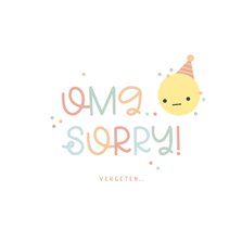 Verjaardagskaart omg vergeten met emoji en confetti