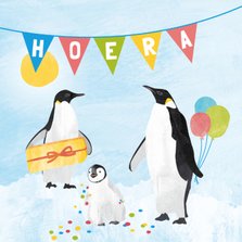 Verjaardagskaart pinguins