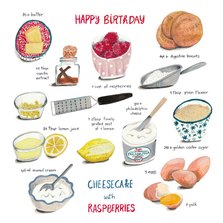 Verjaardagskaart recept taart Cheesecake