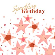 Verjaardagskaart sparkling birthday sterren vierkant