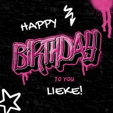 Verjaardagskaart stoer met naam in graffiti stijl