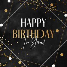 Verjaardagskaart stoer stijlvol goud confetti happy birthday