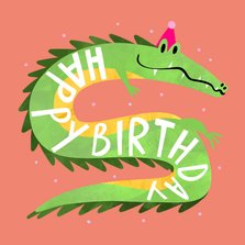 Verjaardagskaart stoere krokodil