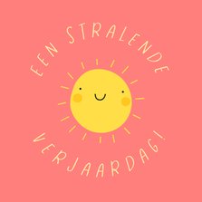 Verjaardagskaart stralende verjaardag smiley zon