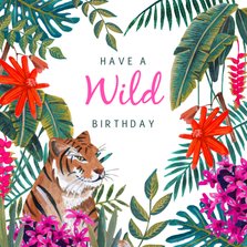 Verjaardagskaart tijger in de jungle wildernis