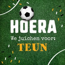Verjaardagskaart voetbal voetbalveld bal holland confetti