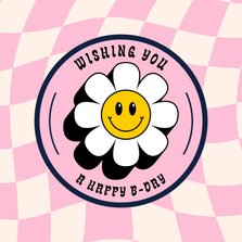 Verjaardagskaart Wishing you a happy b-day smiley