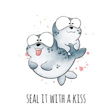 Verlovingsfelicitatie zeehondjes seal it with a kiss