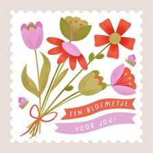 Vrolijk beterschapskaartje met gekleurd boeket bloemen 