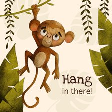 Vrolijke bemoedigingskaart met grappige aap