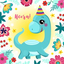 Vrolijke dinosaurus verjaardagskaart