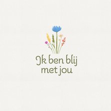 Wenskaart blij met jou subtiel bloemen minimalistisch