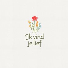 Wenskaart ik vind je lief subtiel bloemen minimalistisch