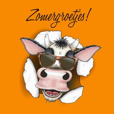 Wenskaart zomer groetjes koe