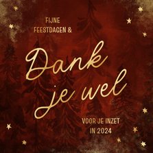 Zakelijke kerstkaart dankjewel met kerstbomen en sterren