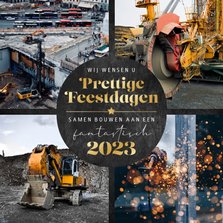 Zakelijke kerstkaart fotocollage fijne feestdagen bouw 2023
