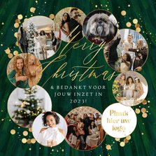 Zakelijke kerstkaart fotocollage kerstboom hightlights goud