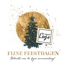 Zakelijke kerstkaart goudlook cirkel kerstboom illustratie