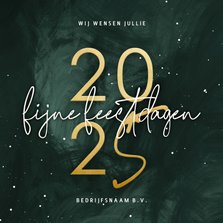 Zakelijke kerstkaart groene waterverf met goudlook 2025