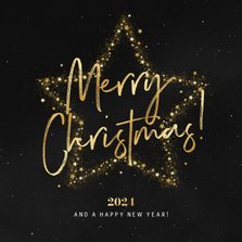 Zakelijke kerstkaart merry christmas goud ster 2024