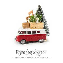 Zakelijke kerstkaart met Volkswagenbusje transportbedrijf