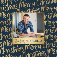 Zakelijke kerstkaart typografisch Merry Christmas goud foto