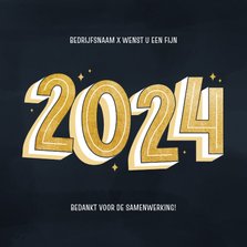 Zakelijke nieuwjaarskaart 2024 donkerblauw goud