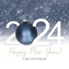 Zakelijke nieuwjaarskaart 2025 blauwe kerstbal