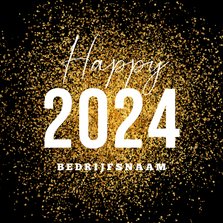 Zakelijke nieuwjaarskaart goud glitter vuurwerk 2024
