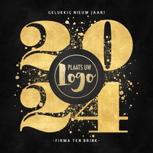 Zakelijke nieuwjaarskaart gouden 2024, spetters en logo