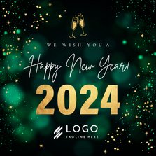 Zakelijke nieuwjaarskaart groen goudlook 2024 logo