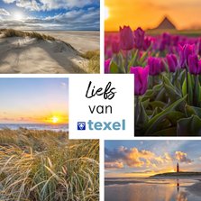 Zomaar kaart met een collage van 4 foto's van Texel