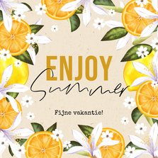 Zomerse vakantiekaart 'Enjoy Summer' tropisch citroenen