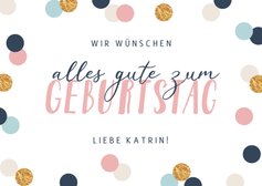Duitse verjaardagskaart met confetti